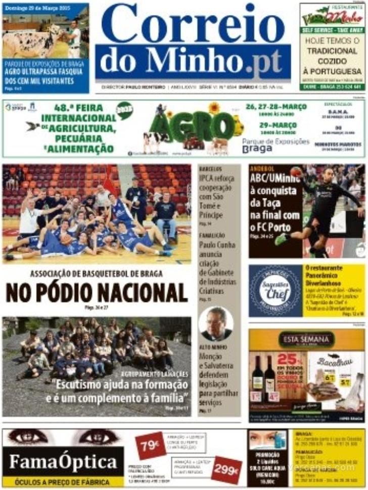 Capa Correio do Minho - 2015-03-29