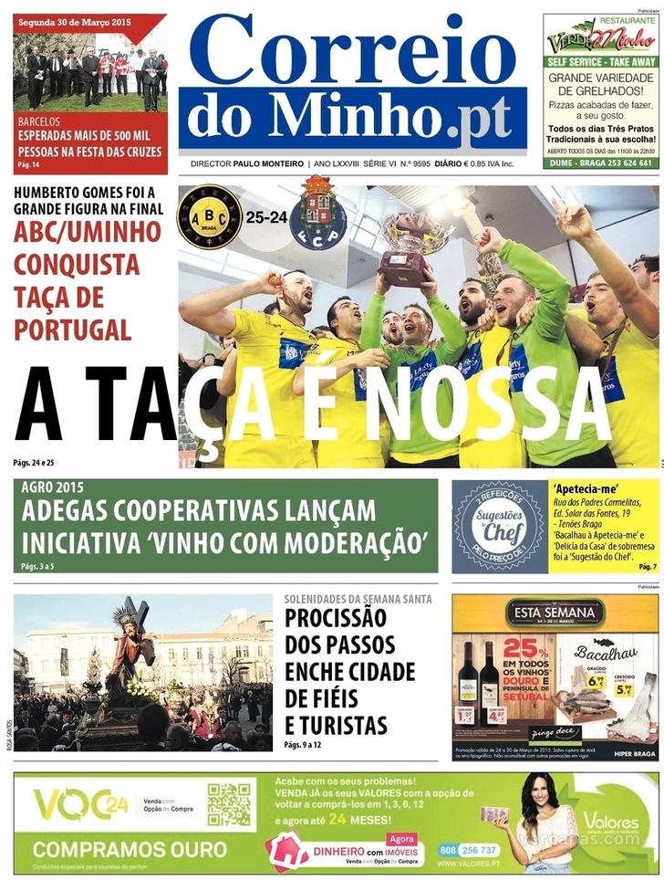 Capa Correio do Minho - 2015-03-30