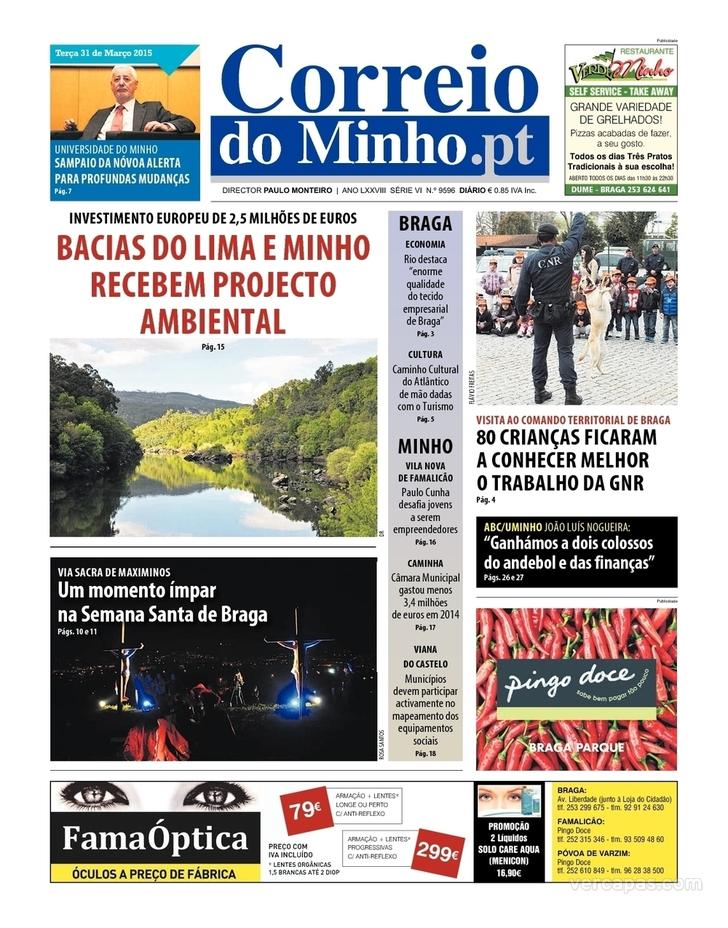 Capa Correio do Minho - 2015-03-31