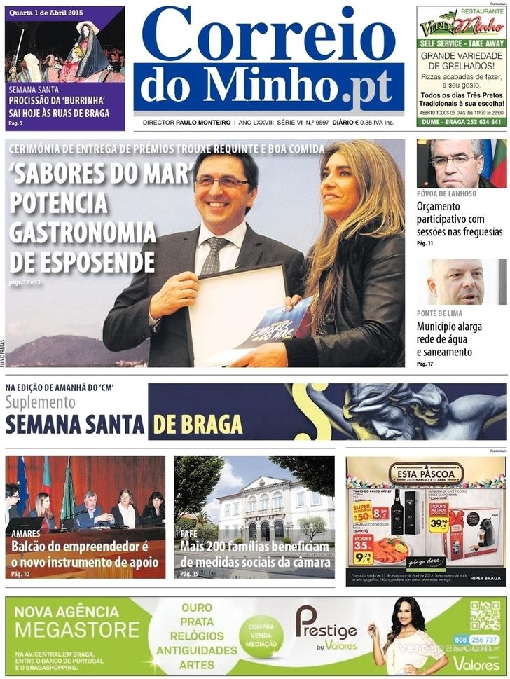 Capa Correio do Minho - 2015-04-01