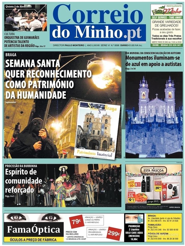 Capa Correio do Minho - 2015-04-02