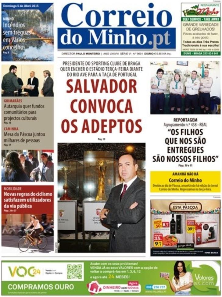 Capa Correio do Minho - 2015-04-05
