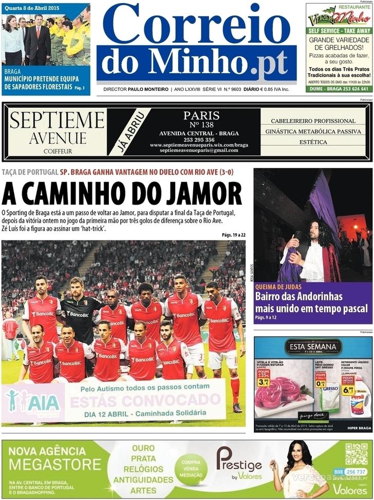 Capa Correio do Minho - 2015-04-08