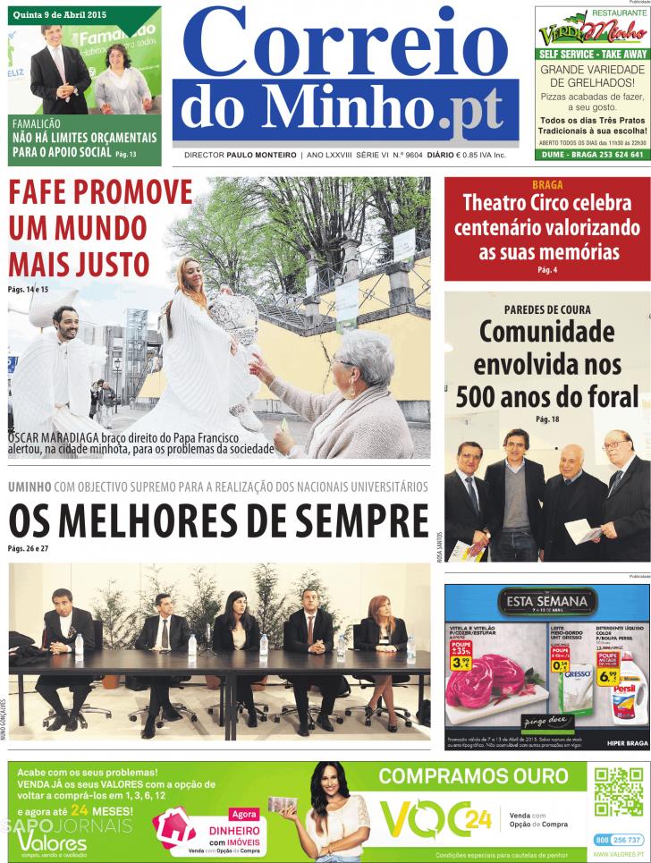 Capa Correio do Minho - 2015-04-09