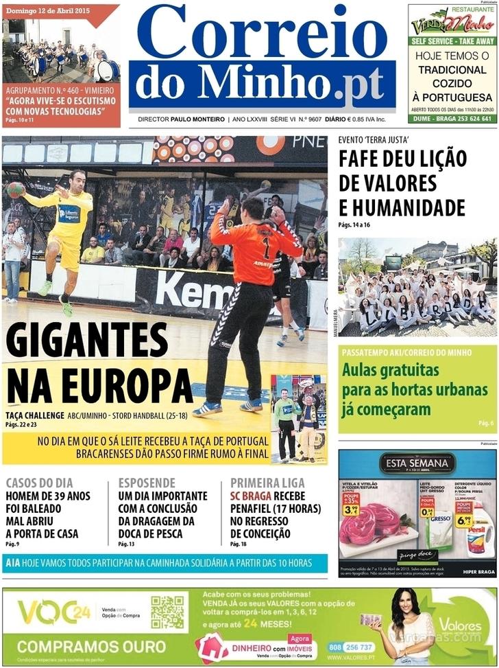 Capa Correio do Minho - 2015-04-12