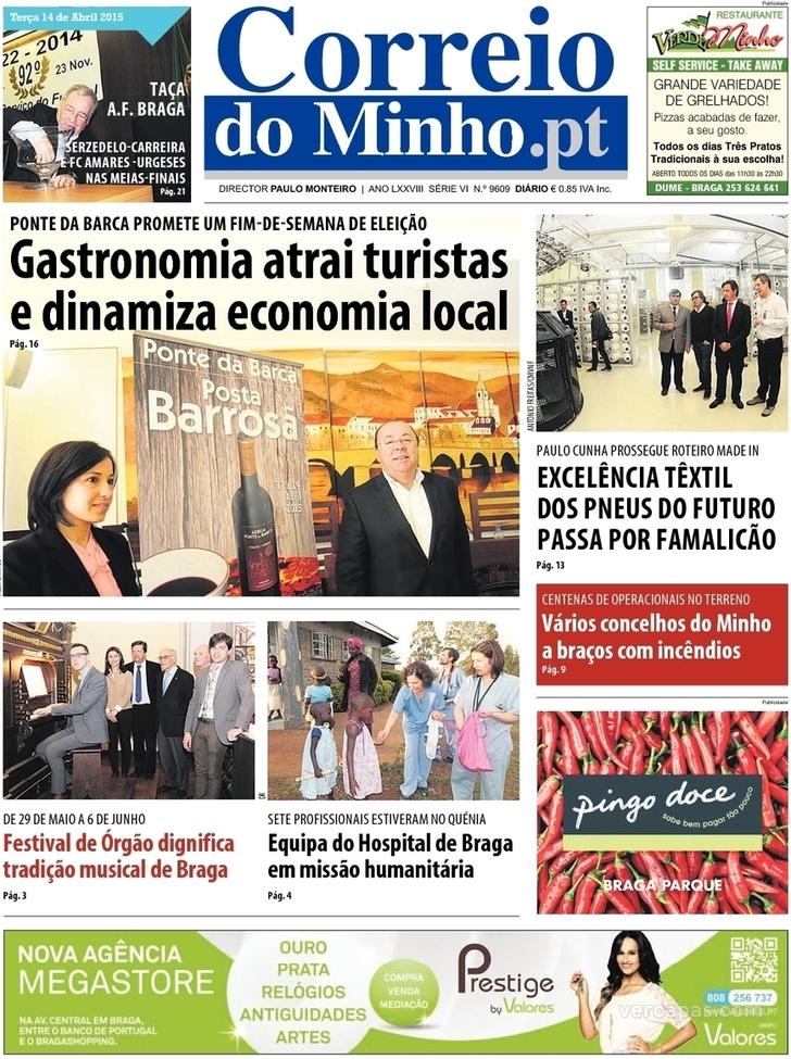 Capa Correio do Minho - 2015-04-14