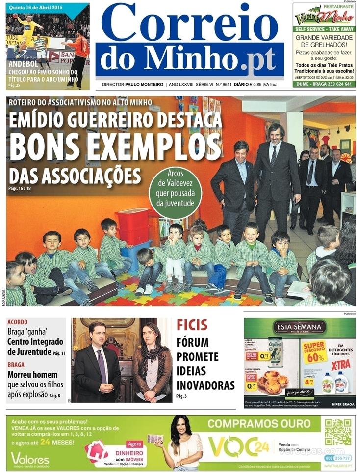 Capa Correio do Minho - 2015-04-16