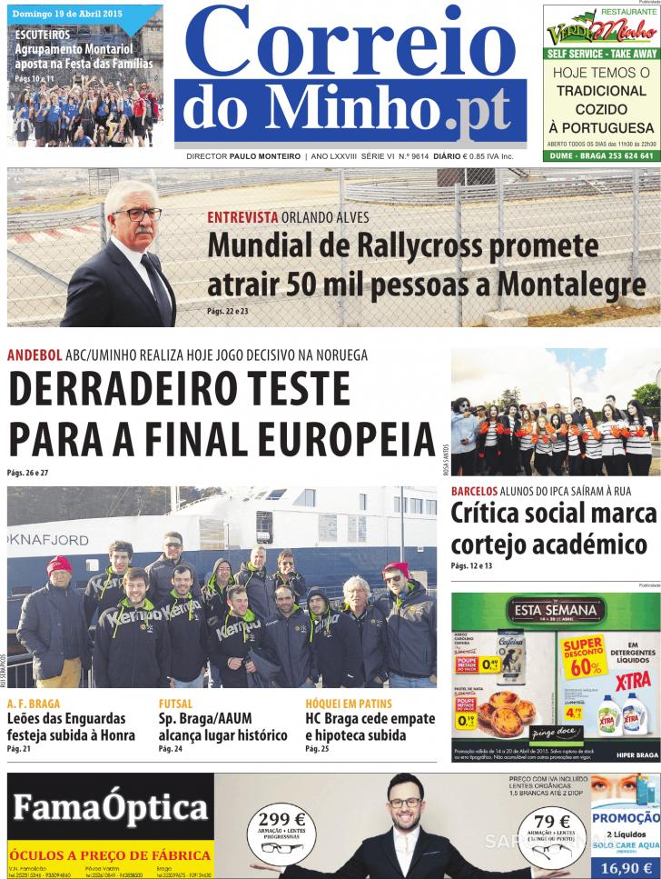 Capa Correio do Minho - 2015-04-19