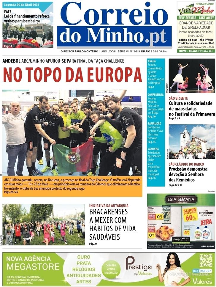 Capa Correio do Minho - 2015-04-20