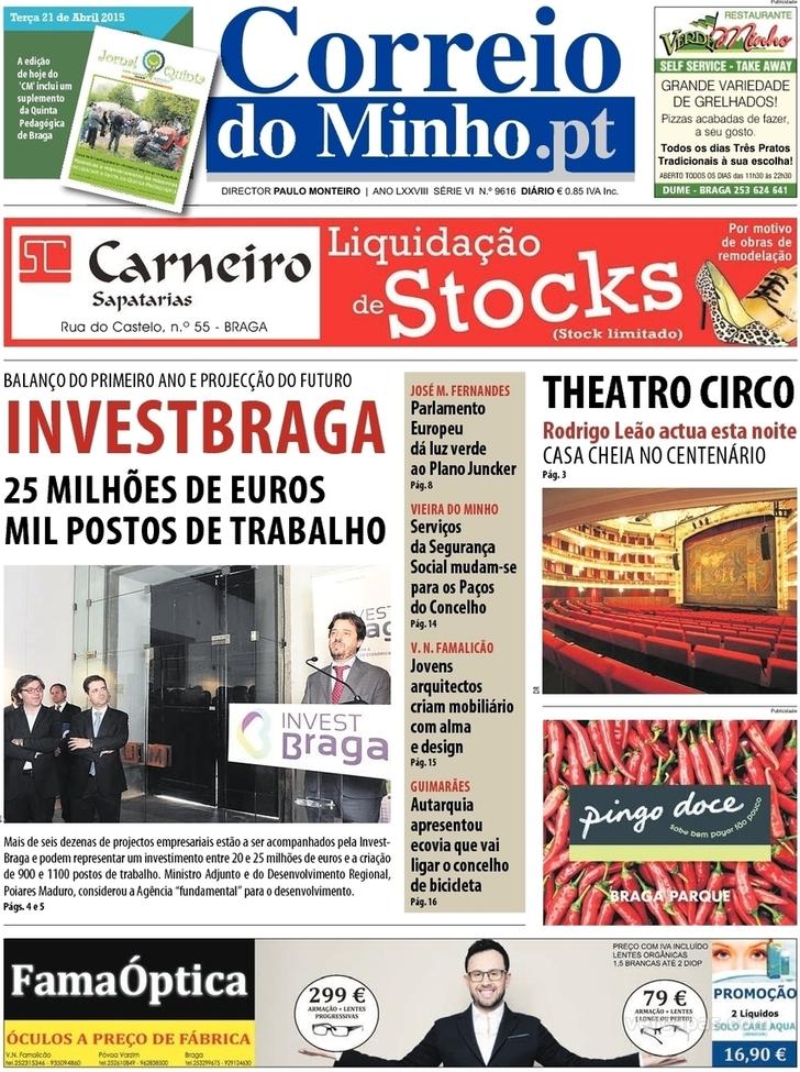 Capa Correio do Minho - 2015-04-21