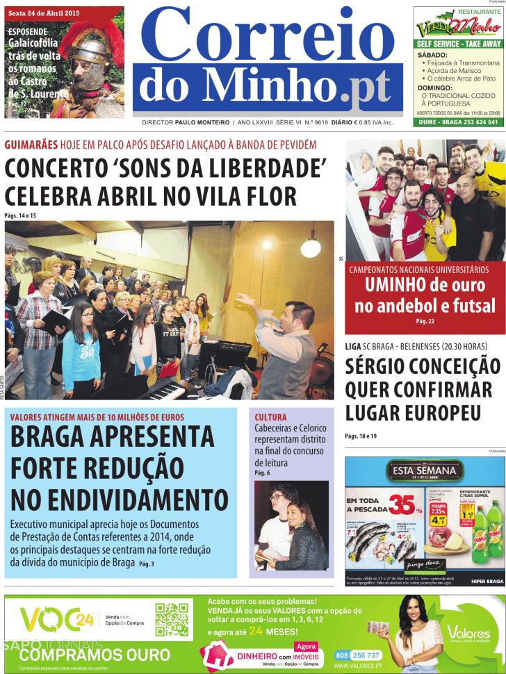 Capa Correio do Minho - 2015-04-24