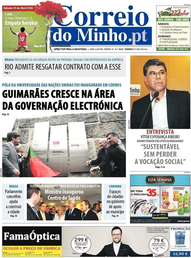 Capa Correio do Minho - 2015-04-25