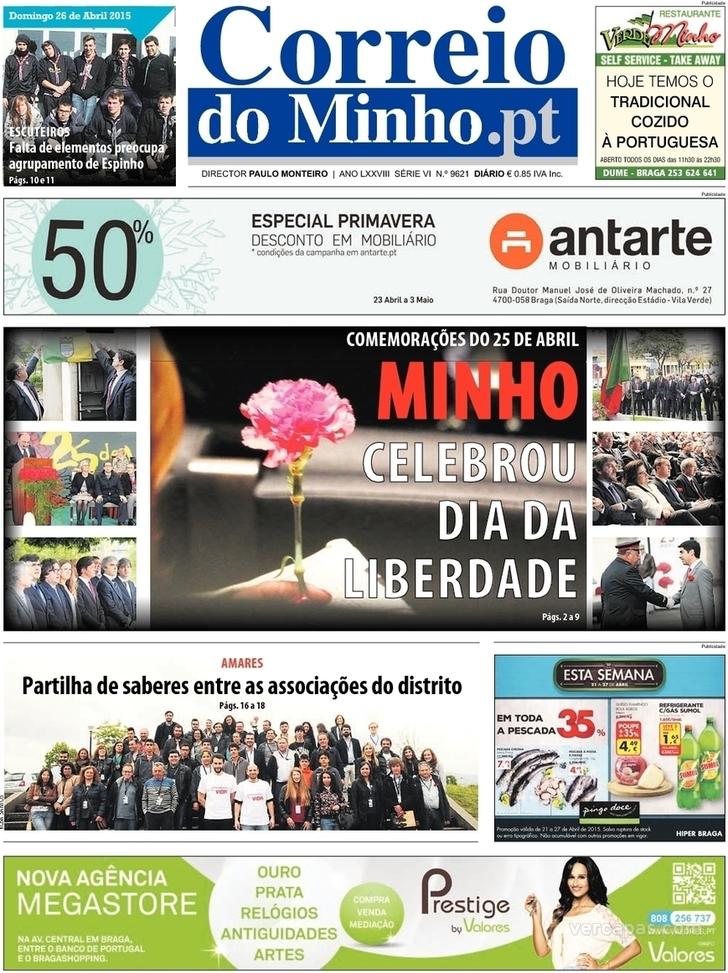Capa Correio do Minho - 2015-04-26