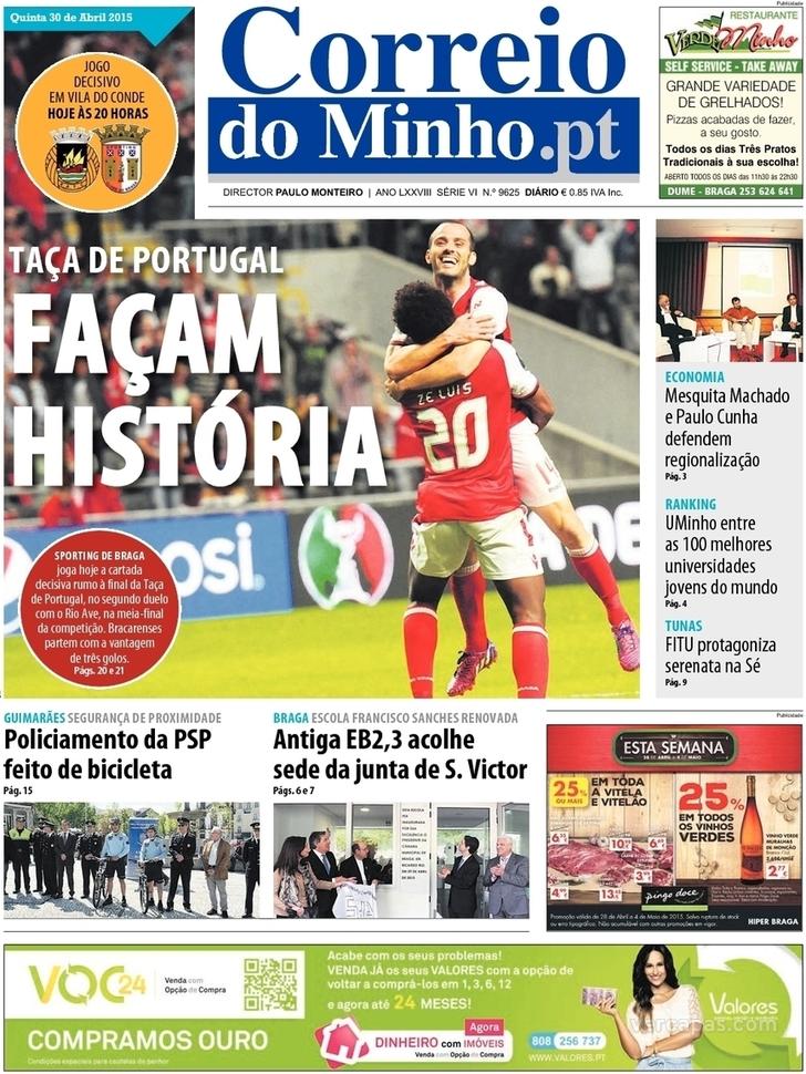 Capa Correio do Minho - 2015-04-30