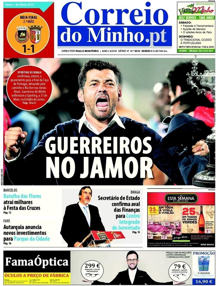 Capa Correio do Minho - 2015-05-01