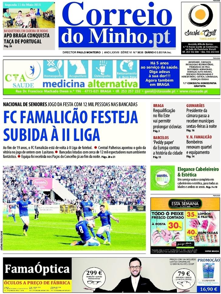 Capa Correio do Minho - 2015-05-11