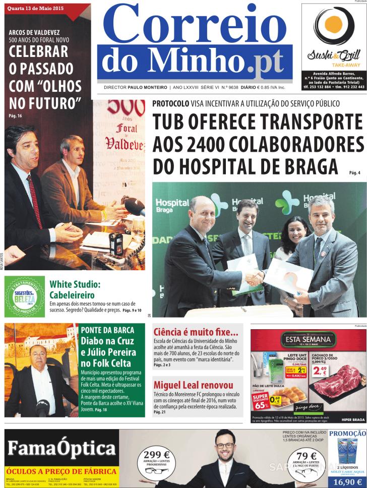 Capa Correio do Minho - 2015-05-13