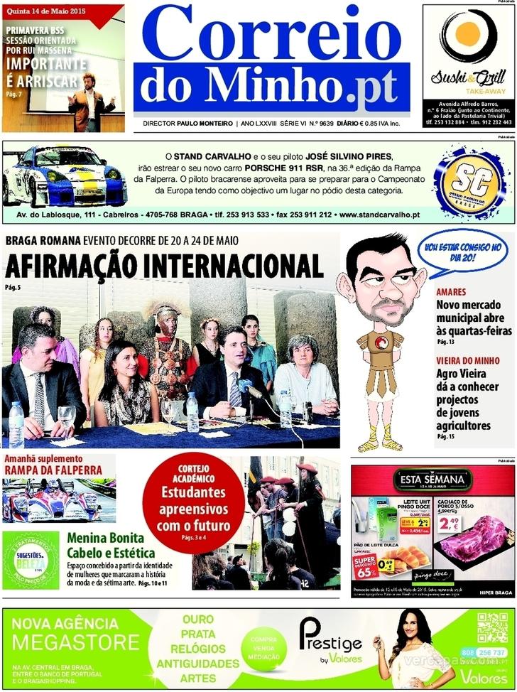 Capa Correio do Minho - 2015-05-14