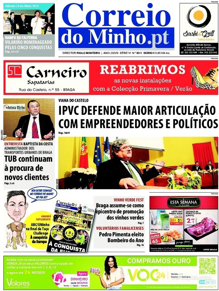Capa Correio do Minho - 2015-05-16