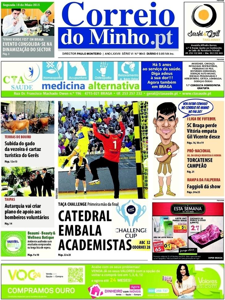 Capa Correio do Minho - 2015-05-18