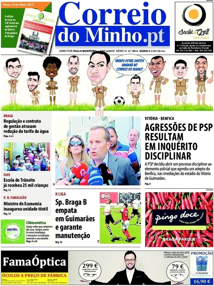 Capa Correio do Minho - 2015-05-19