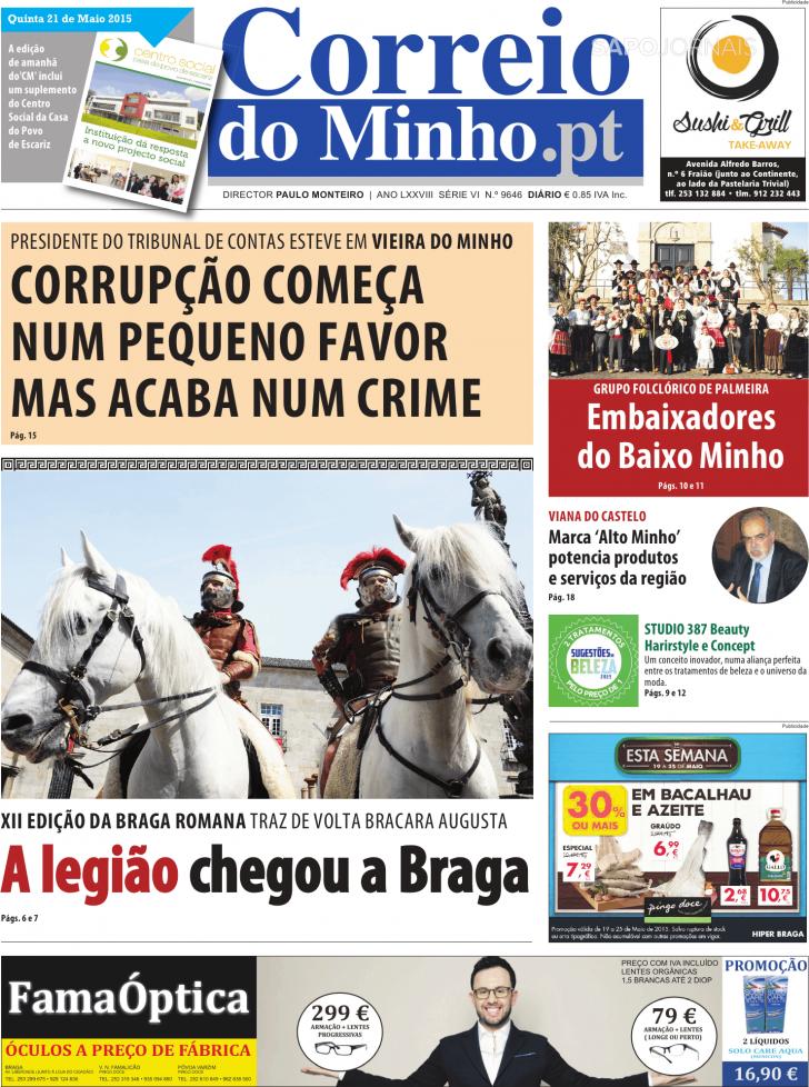 Capa Correio do Minho - 2015-05-21