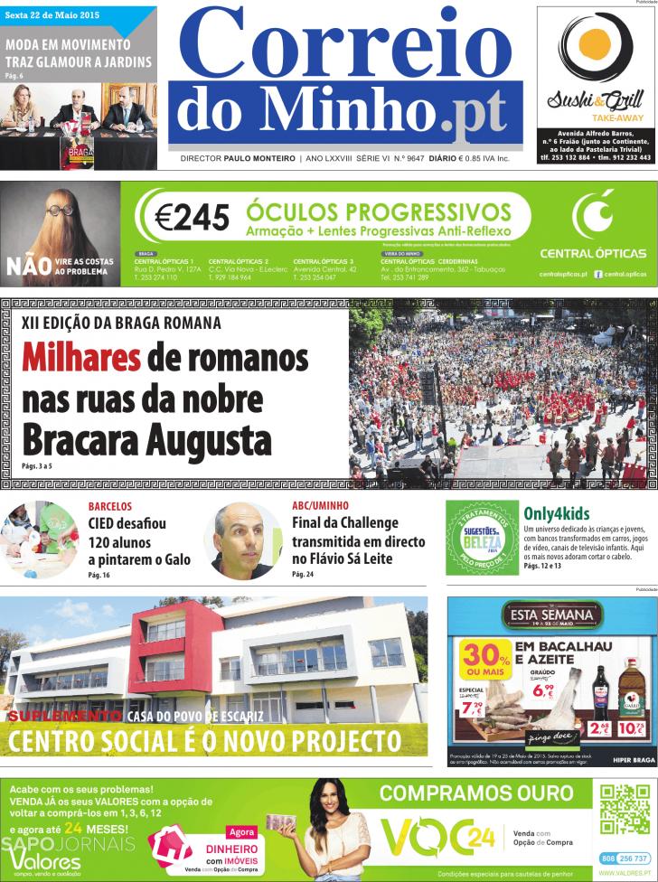 Capa Correio do Minho - 2015-05-22