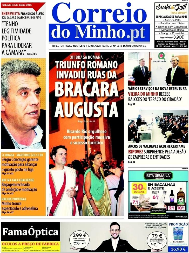 Capa Correio do Minho - 2015-05-23
