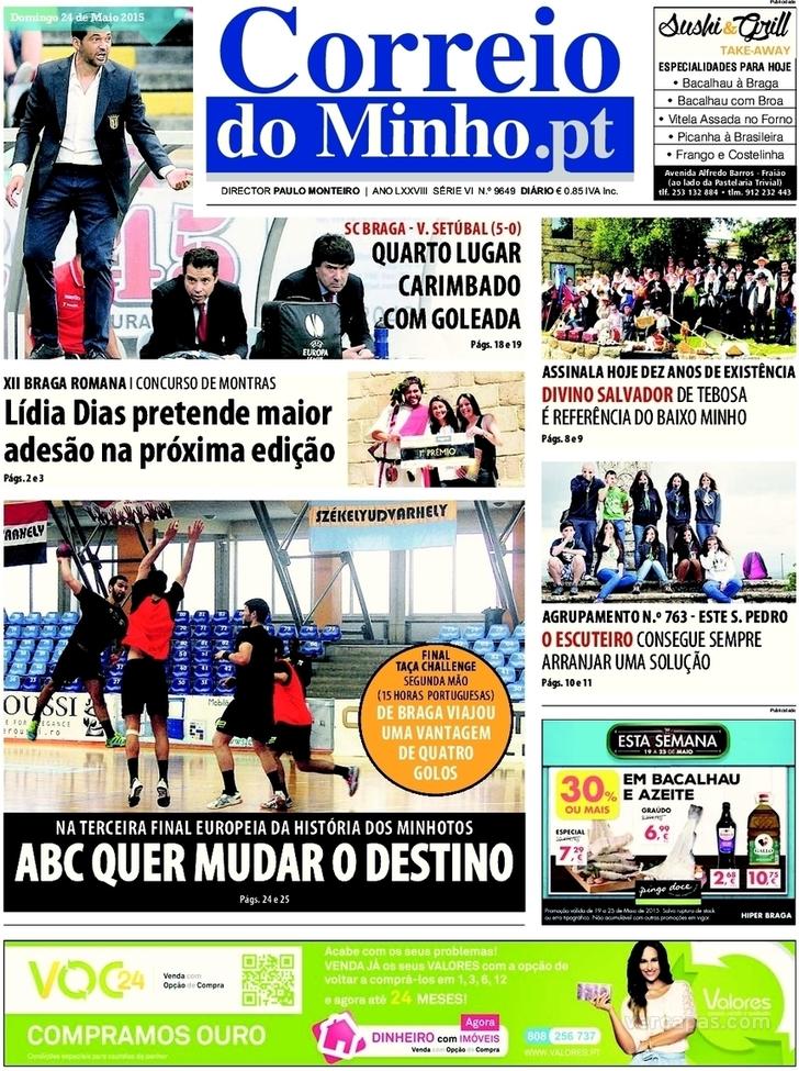 Capa Correio do Minho - 2015-05-24