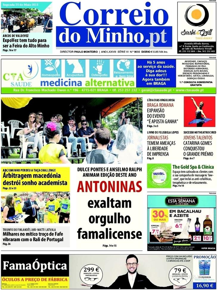 Capa Correio do Minho - 2015-05-25