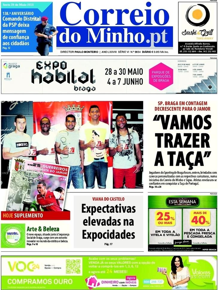 Capa Correio do Minho - 2015-05-29