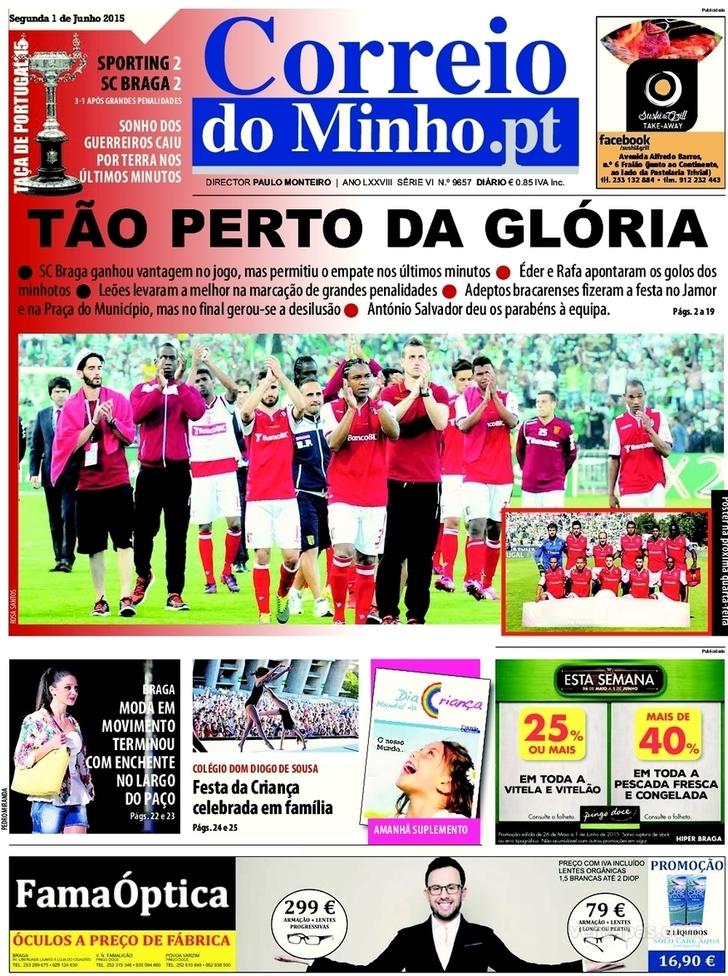 Capa Correio do Minho - 2015-06-01