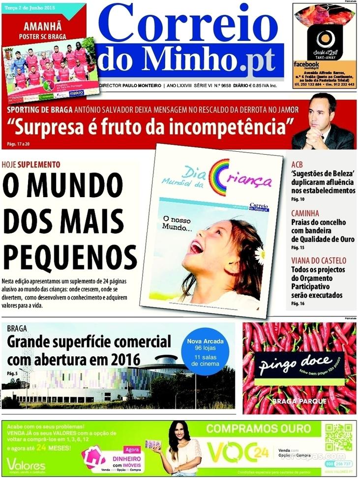 Capa Correio do Minho - 2015-06-02