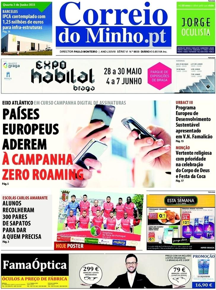Capa Correio do Minho - 2015-06-03