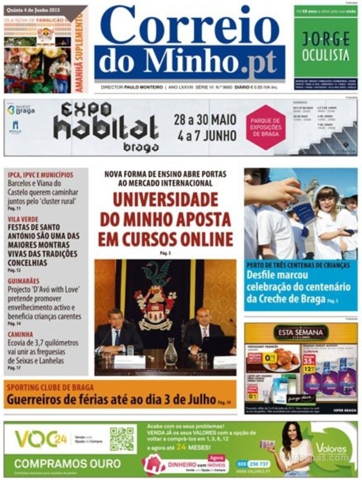 Capa Correio do Minho - 2015-06-04
