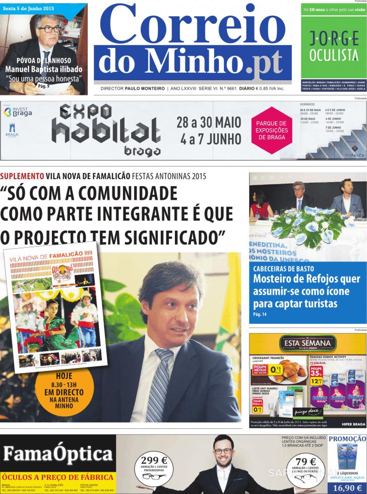 Capa Correio do Minho - 2015-06-05
