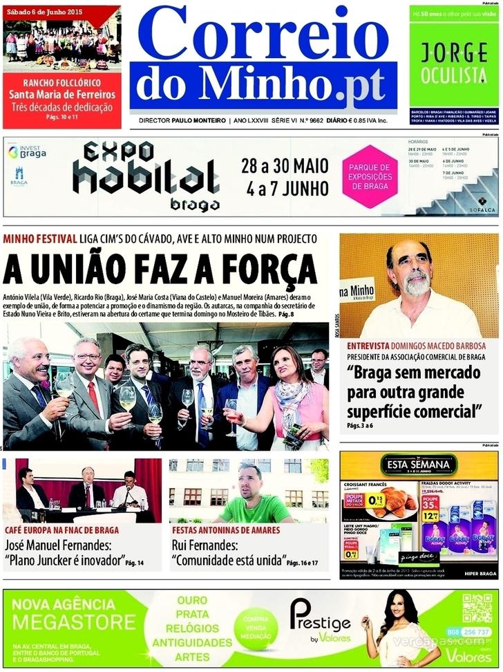 Capa Correio do Minho - 2015-06-06