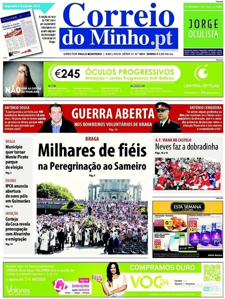 Capa Correio do Minho - 2015-06-08