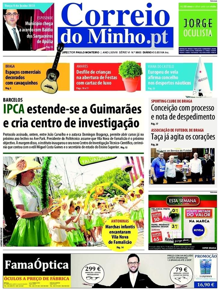 Capa Correio do Minho - 2015-06-09