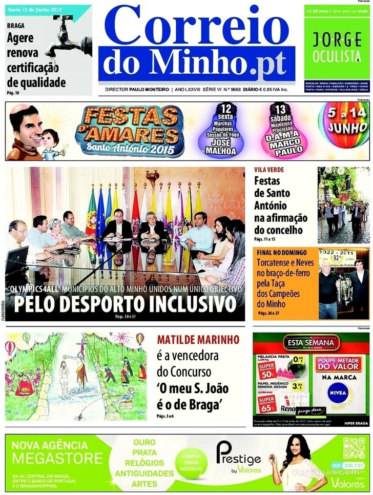 Capa Correio do Minho - 2015-06-12