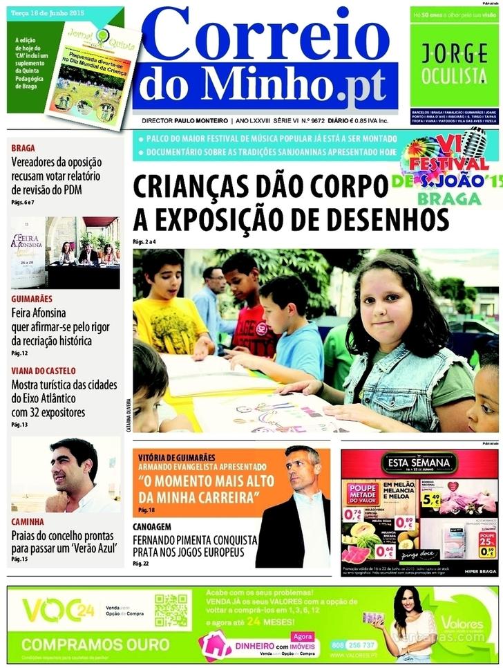 Capa Correio do Minho - 2015-06-16