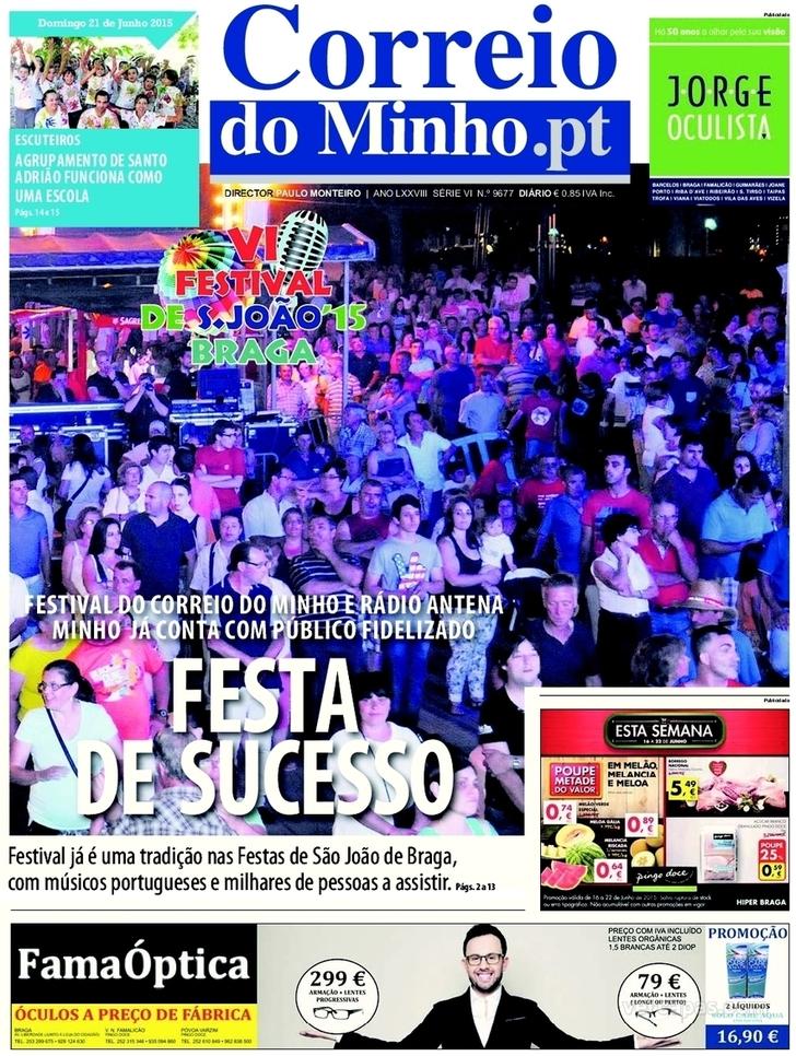 Capa Correio do Minho - 2015-06-21