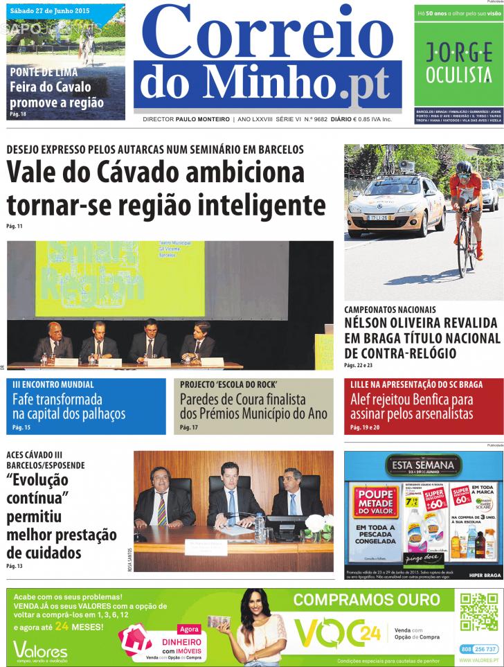 Capa Correio do Minho - 2015-06-27