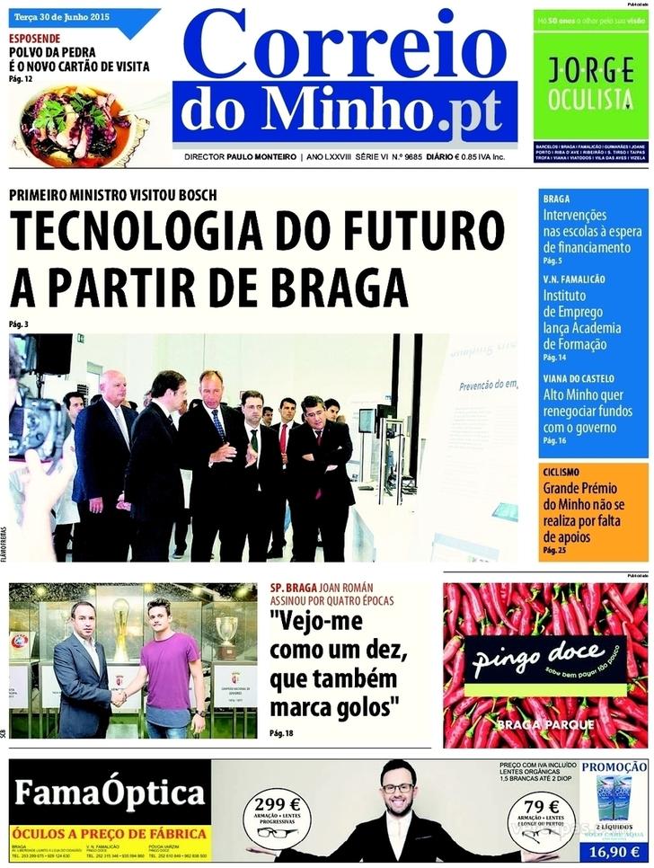 Capa Correio do Minho - 2015-06-30