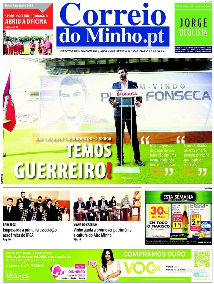 Capa Correio do Minho - 2015-07-03