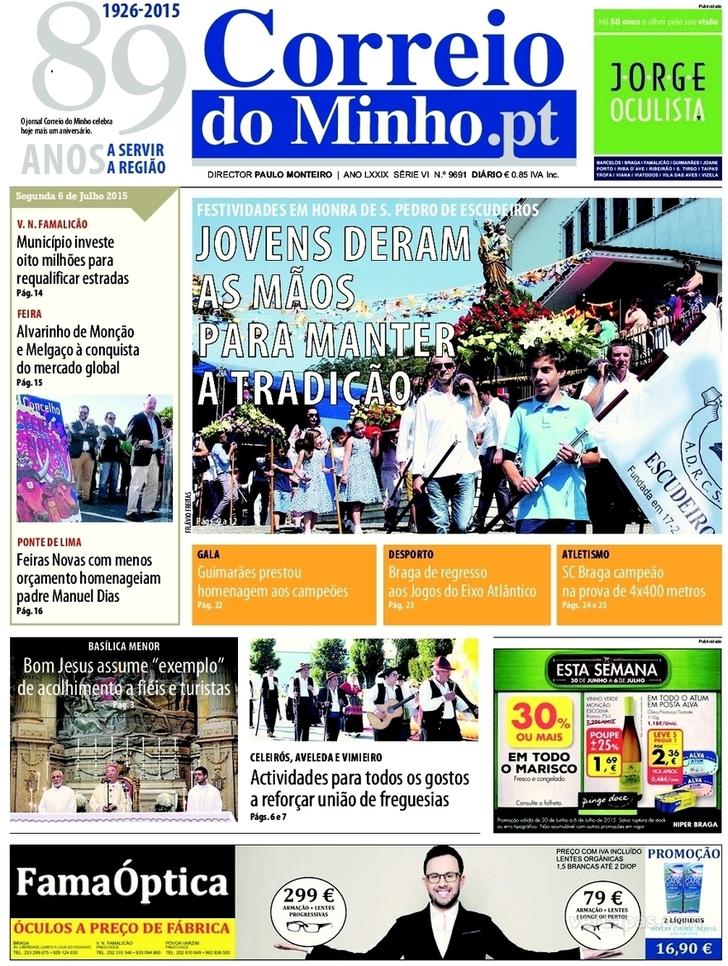 Capa Correio do Minho - 2015-07-06