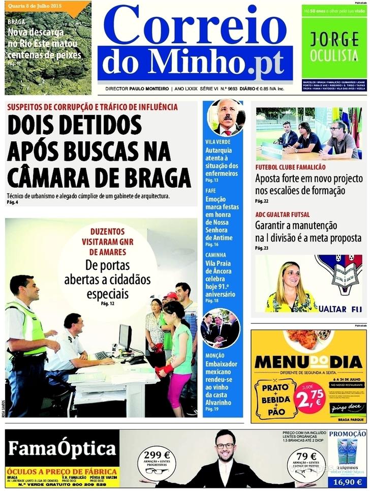 Capa Correio do Minho - 2015-07-08