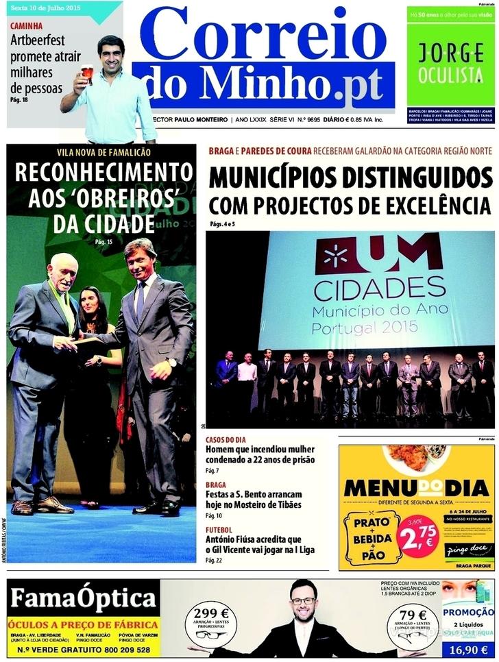 Capa Correio do Minho - 2015-07-10