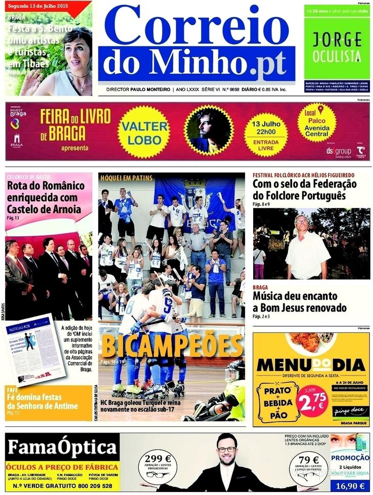 Capa Correio do Minho - 2015-07-13