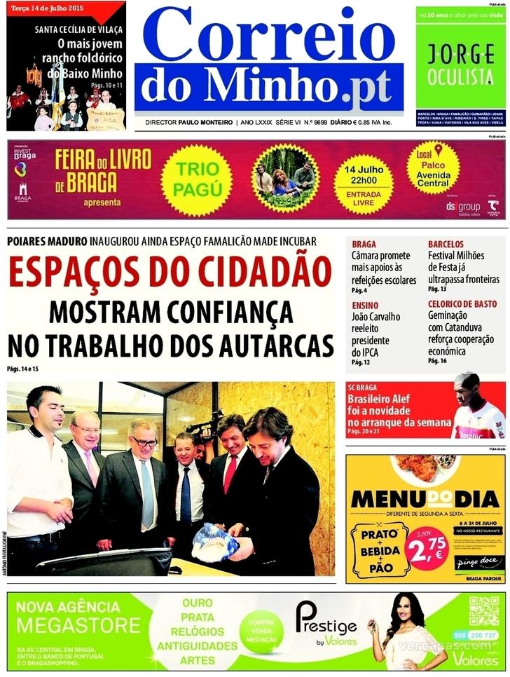Capa Correio do Minho - 2015-07-14